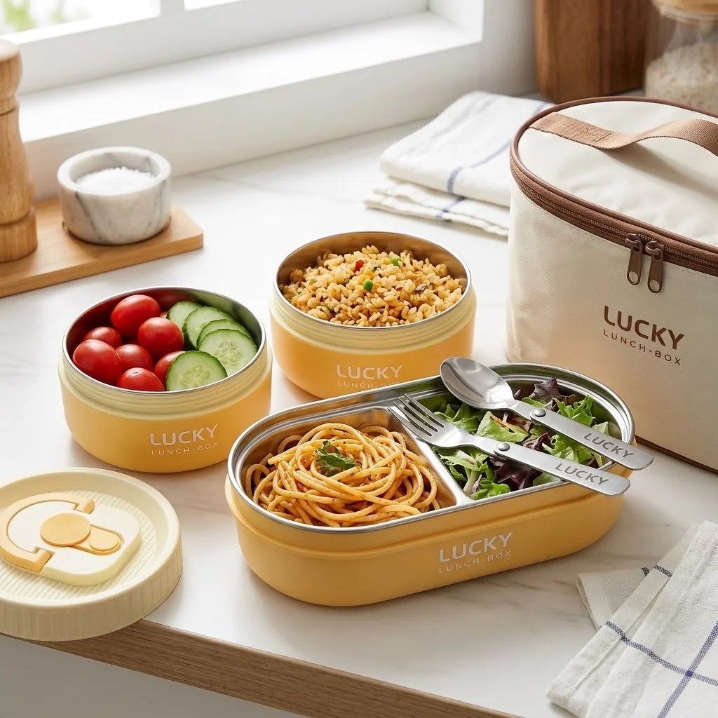 Food Storage With Dividers - مجموعة علب طعام بينتو من الفولاذ